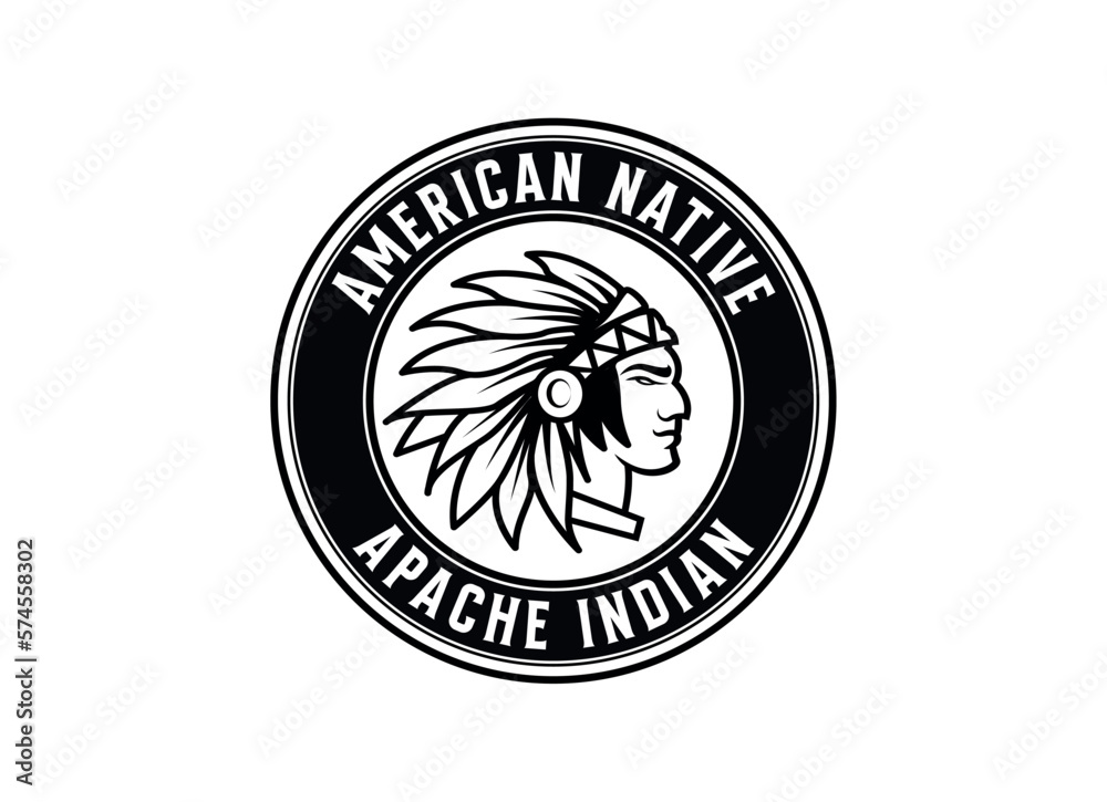 Obraz premium Native American Indian Chief head profile . Mascot sport team logo. 