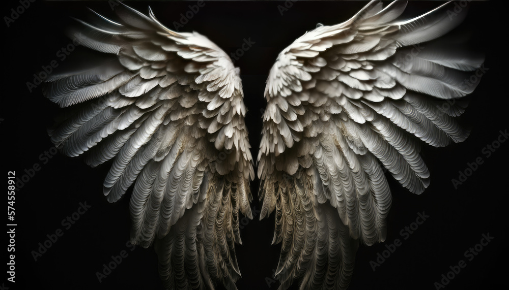 Obraz premium angel wings isolated on black background generative ai