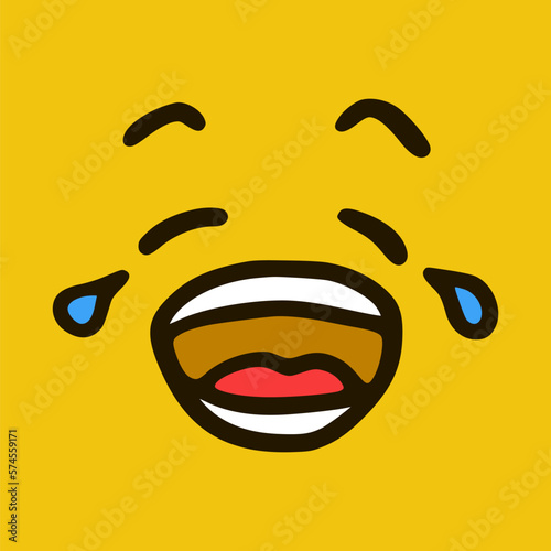 Crying face. Cartoon face expressions. Doodle characters mouth and eyes illustration.