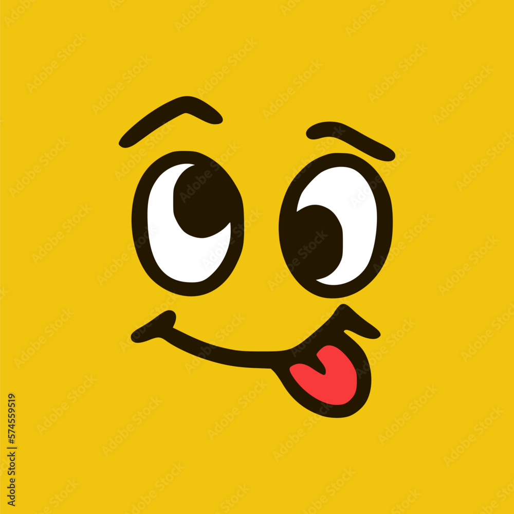 Funny face showing tongue. Cartoon face expressions. Doodle characters mouth and eyes illustration. Funny face showing tongue. Cartoon face expressions. Doodle characters mouth and eyes illustration.