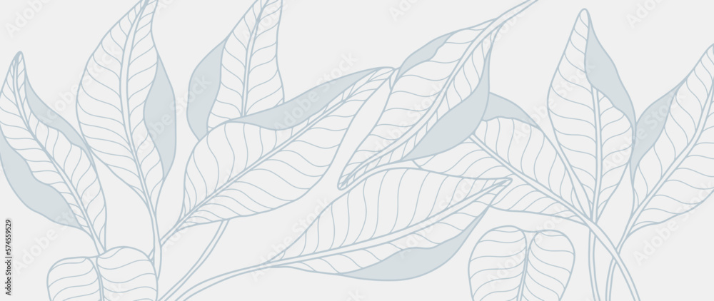 Vector illustration in pastel colors with banana leaves for decor, covers, backgrounds, wallpapers