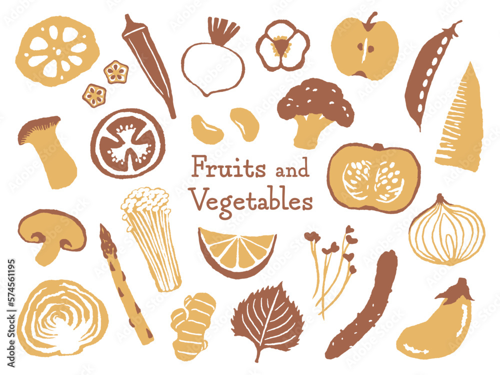 illustration set of fruits and vegetables illustration set of fruits and vegetables