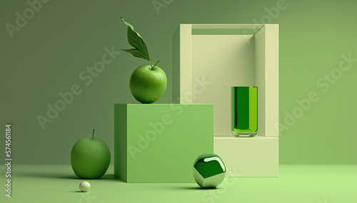 green apple on a shelf