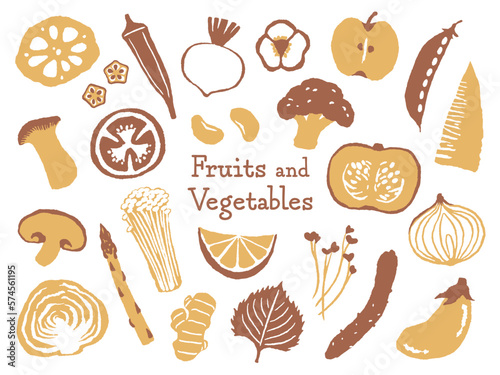 illustration set of fruits and vegetables