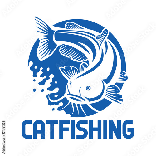 Catfish Fishing Logo. Catfish Mascot Vector Design. Catfish Logo Design