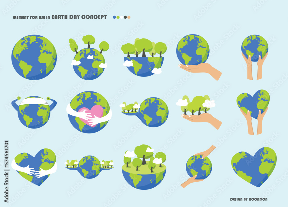 Element for use Earth Day concept. International Mother Earth Day. Environmental problems and environmental protection. Vector illustration. Caring for Nature.