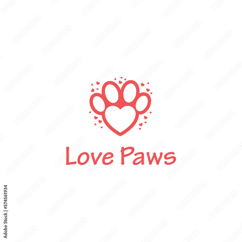 Simple love paw logo vector icon, simple love paw logo template Simple love paw logo vector icon, simple love paw logo template