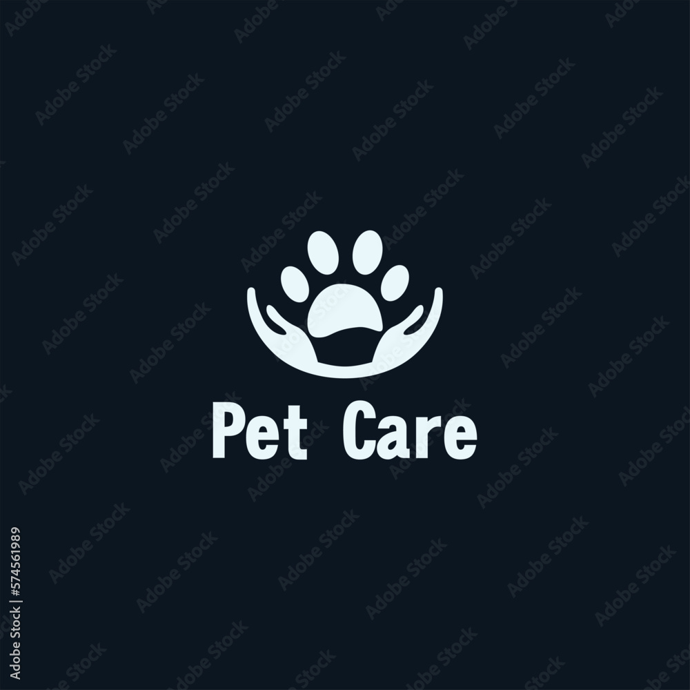 Fototapeta premium pet care logo design paws with hand logo design for pet care, good use for veterinary logo