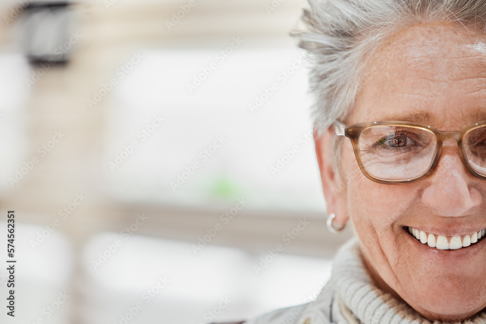 Senior woman, glasses and portrait with mockup space for eye care with vision lens or frame in optics shop. Happy customer or patient person advertising optometry product choice for eyes and wellness Senior woman, glasses and portrait with mockup space for eye care with vision lens or frame in optics shop. Happy customer or patient person advertising optometry product choice for eyes and wellness