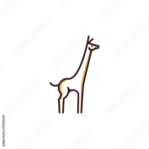 Simple and Cute Giraffe Line Art Logo Design Template