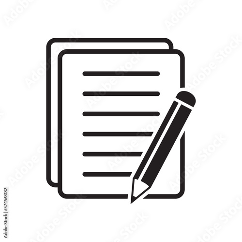 Document with pencil icon vector illustration. Test vector icon.