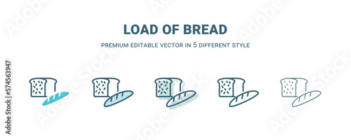 load of bread icon in 5 different style. Outline, filled, two color, thin load of bread icon isolated on white background. Editable vector can be used web and mobile