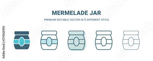 mermelade jar icon in 5 different style. Outline, filled, two color, thin mermelade jar icon isolated on white background. Editable vector can be used web and mobile