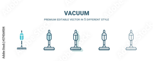 vacuum icon in 5 different style. Outline, filled, two color, thin vacuum icon isolated on white background. Editable vector can be used web and mobile
