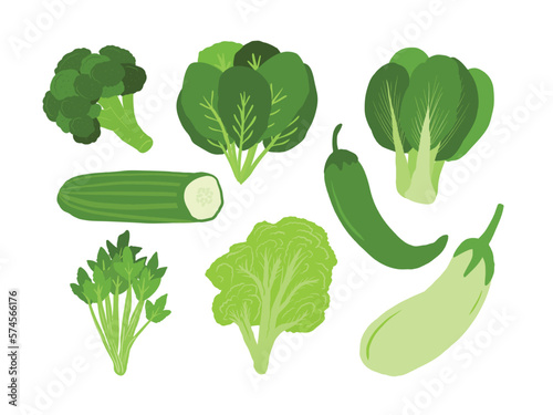 set of vegetables isolated on white