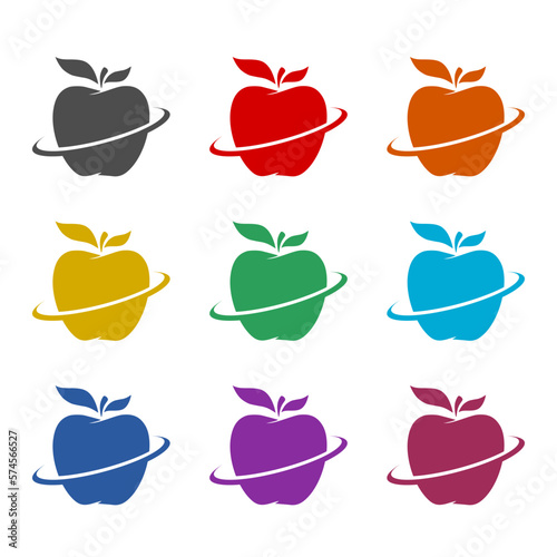 Apple Fruit Logo Design icon isolated on white background. Set icons colorful