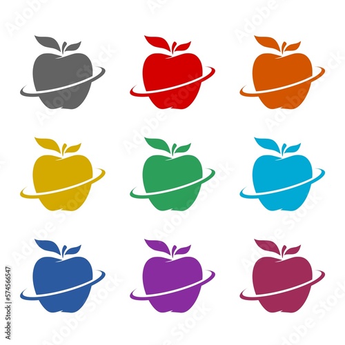Apple Fruit Logo Design icon isolated on white background. Set icons colorful