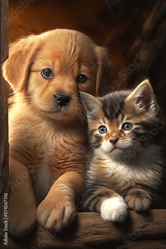 Adorable and heartwarming images of cute and cuddly pets. Generative ai