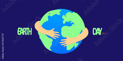 World and hands hugged. Earth day 22 April abstract illustration