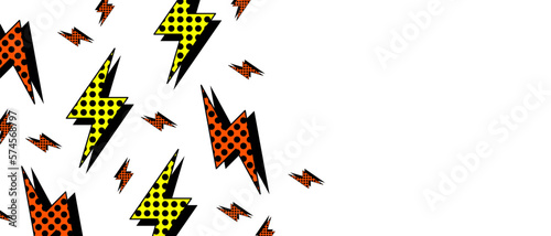 Lightning or energy sign pattern in retro style on white background. Abstract wallpaper with blank copy space for text or presentation. Modern horizontal background. Vector EPS 10