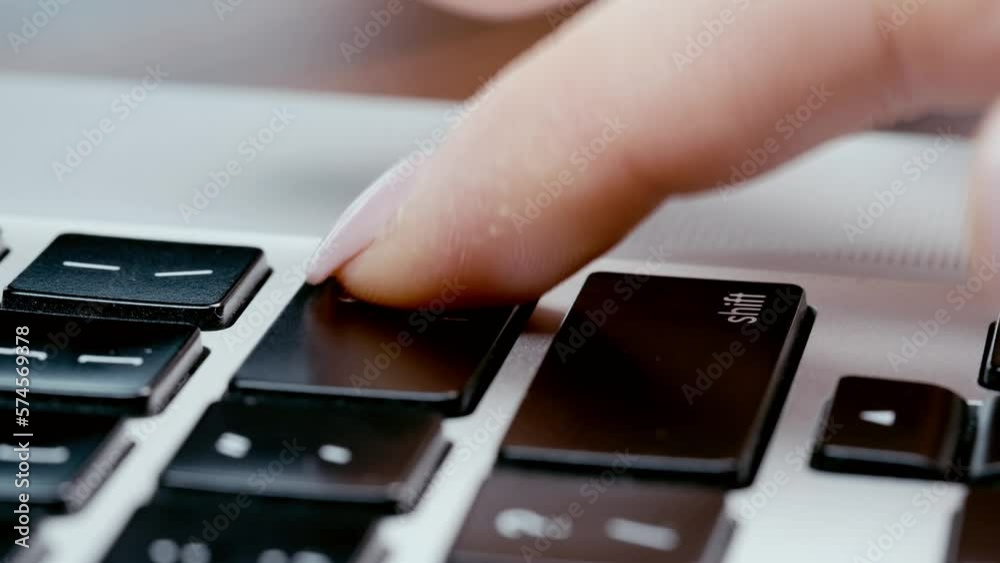 Finger press enter button on keyboard multiple times, urgent job with end deadline, frustration. Stressed out person hurrying to input information Finger press enter button on keyboard multiple times, urgent job with end deadline, frustration. Stressed out person hurrying to input information