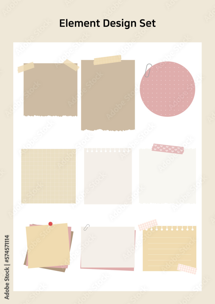 Vector illustration set of blank note paper. Vector illustration set of blank note paper.