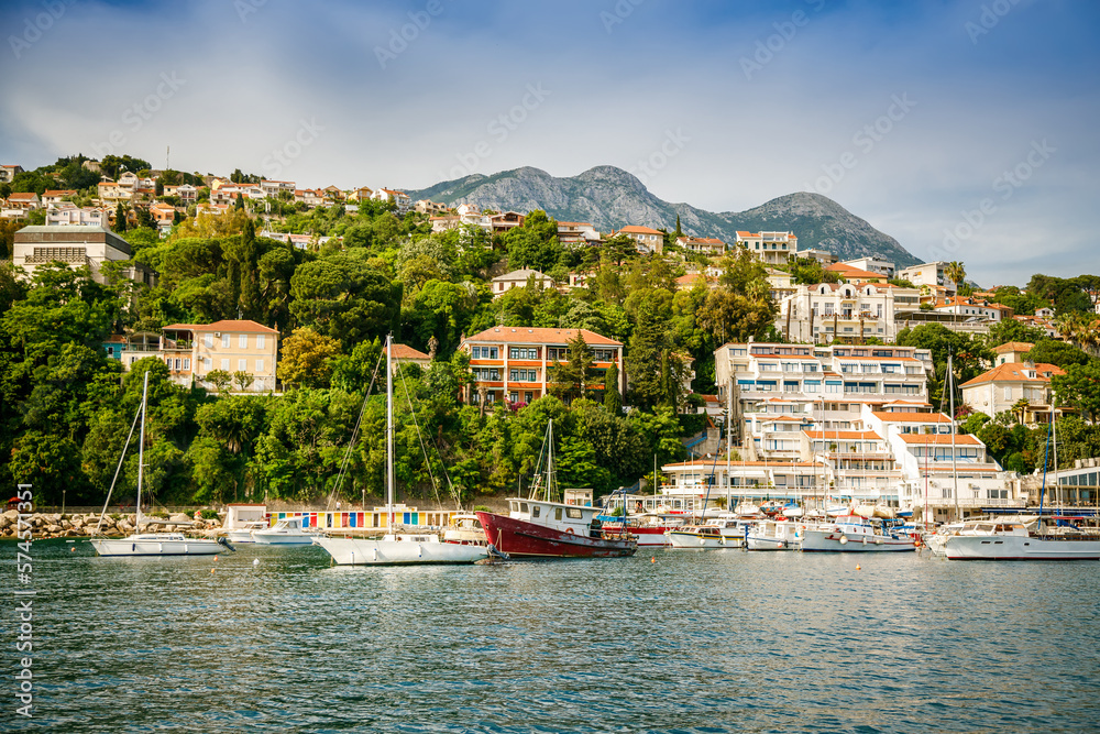 Beautiful view of a small port in Herceg Novi