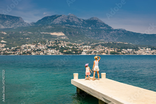 Mother and little daughter travelling in Montenegro