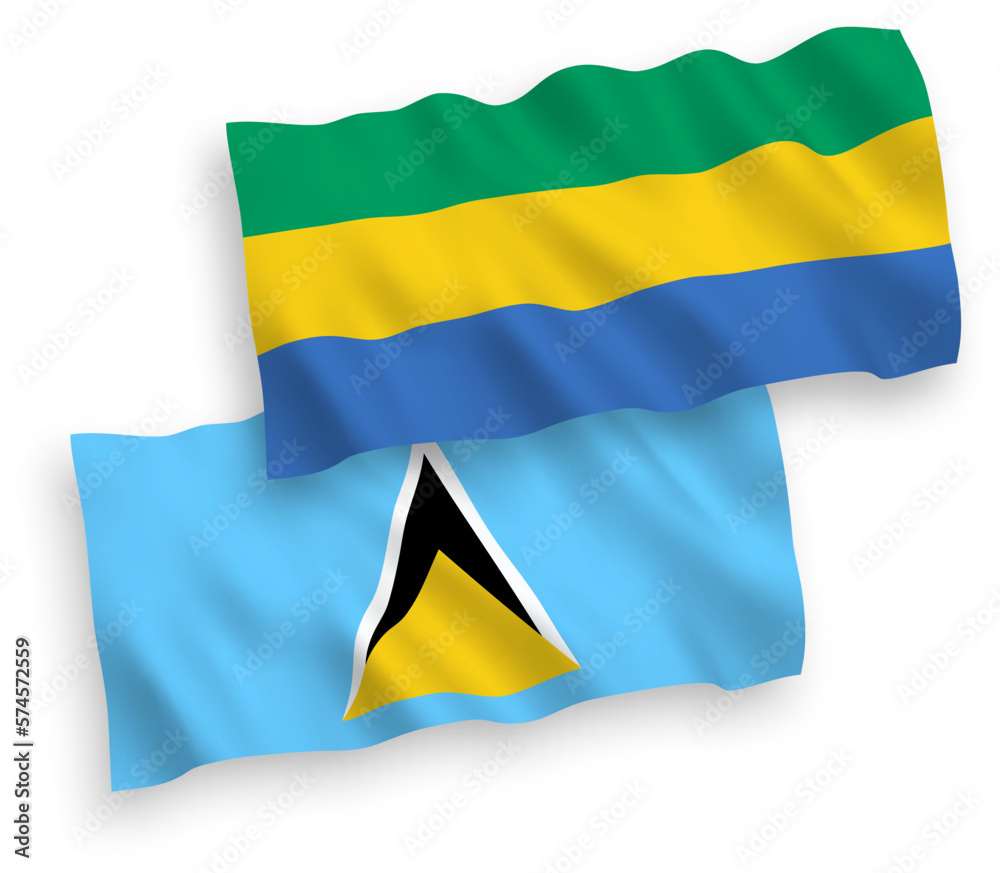 Flags of Saint Lucia and Gabon on a white background Flags of Saint Lucia and Gabon on a white background