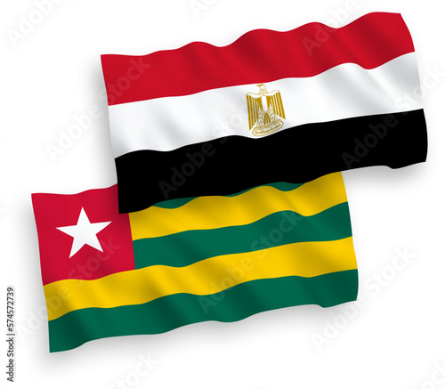Flags of Togolese Republic and Egypt on a white background