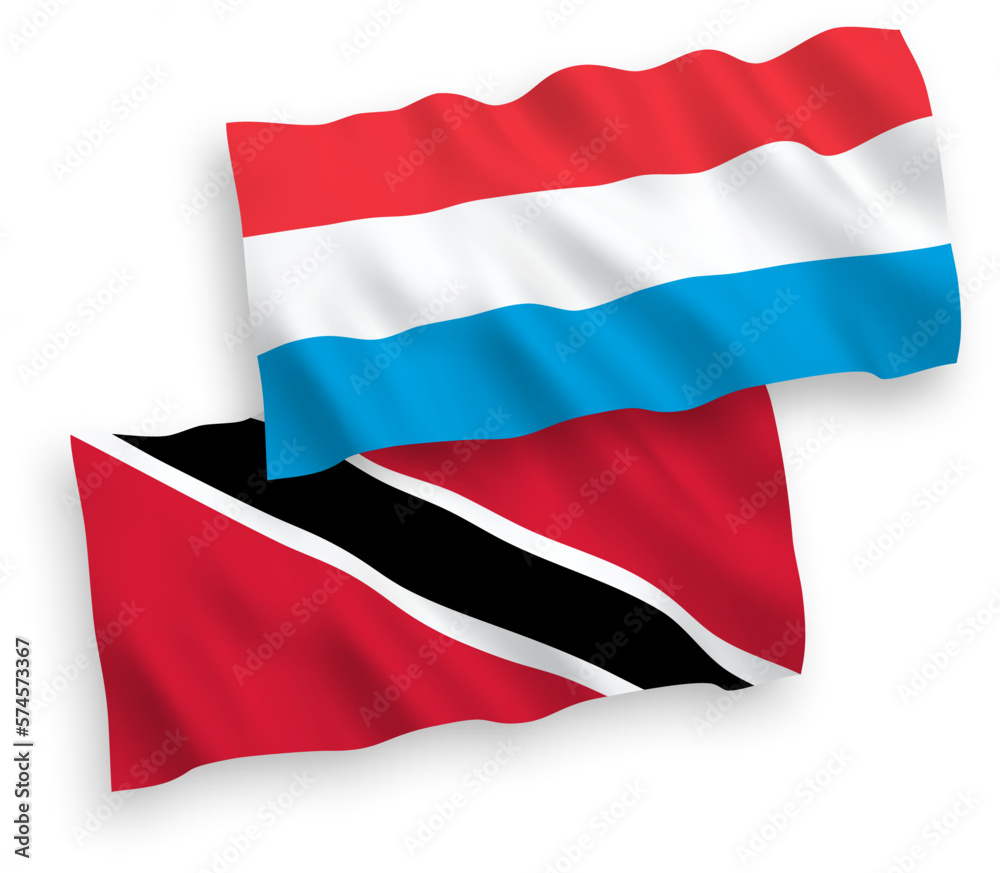 Naklejka premium Flags of Republic of Trinidad and Tobago and Luxembourg on a white background