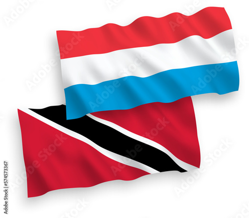Flags of Republic of Trinidad and Tobago and Luxembourg on a white background