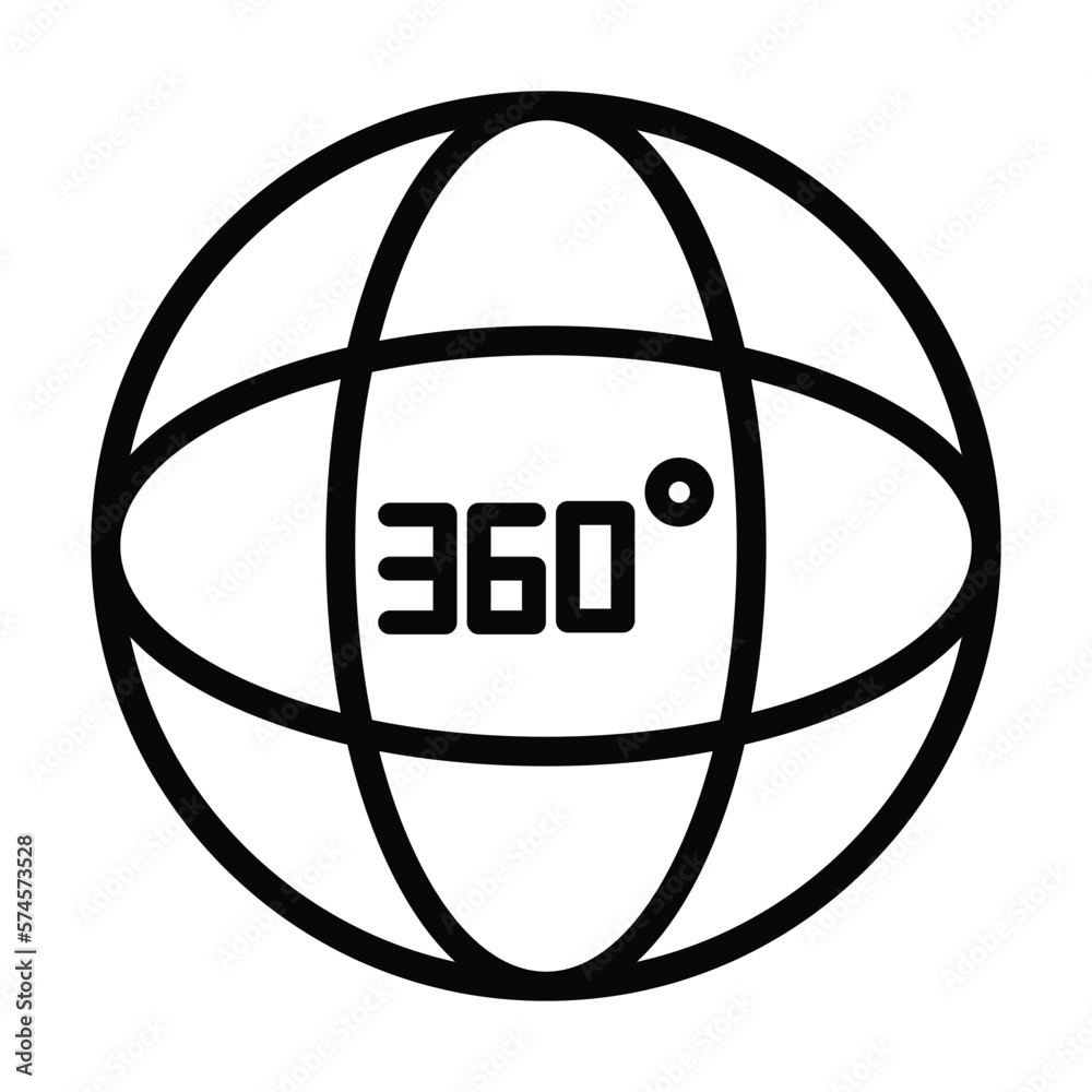 360 degrees icon, globe vector, degree illustration 360 degrees icon, globe vector, degree illustration