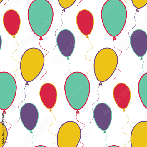 Vector party flat balloons pattern. Great for Birthday, wedding, anniversary, jubilee, rewarding and winning design. Seamless backgrounds.