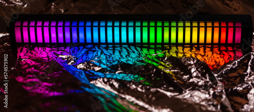 RGB music sound control lights on glitter background