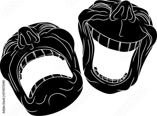 Theater or theatre drama comedy and tragedy masks cartoon illustration