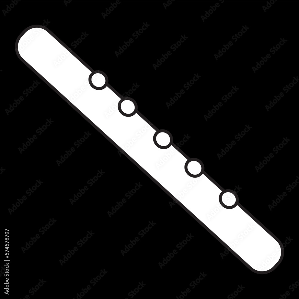 Vector, Image of flute icon,Black and white color, on black background