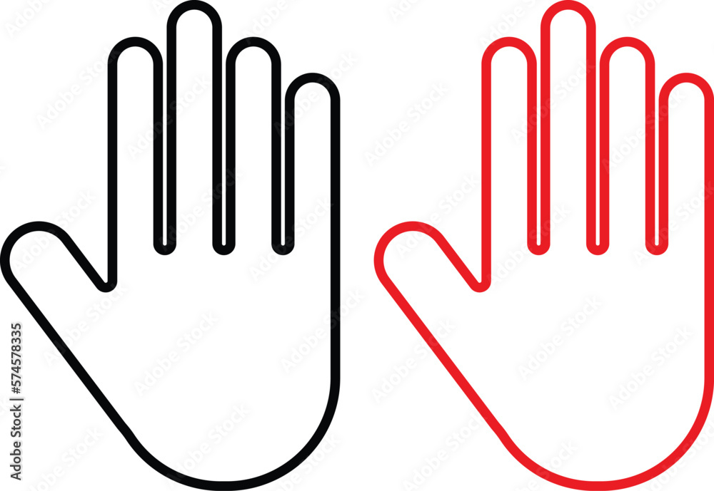Hand icon set. hand stop vector icon . stop icon set