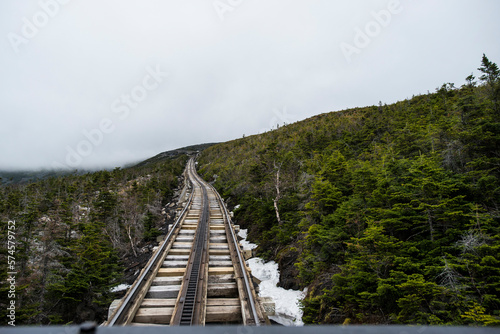 Wallpaper Mural Train tracks heading through the alpine trees on the slopes of Mount Washington, NH Torontodigital.ca