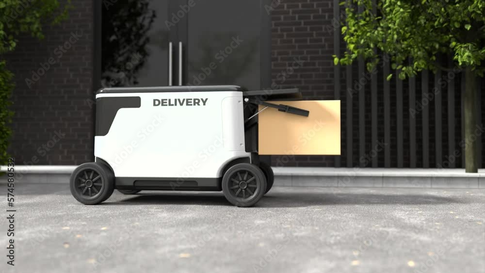 Self-driving delivery, The robot is delivering the goods, Autonomous ...