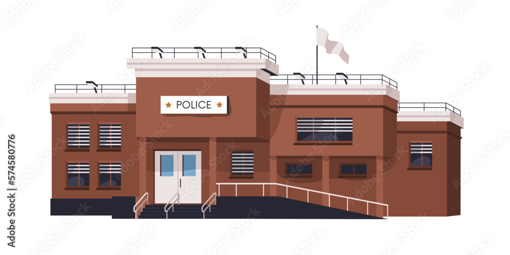 Police station, building exterior. Authority office, bureau outdoor ...