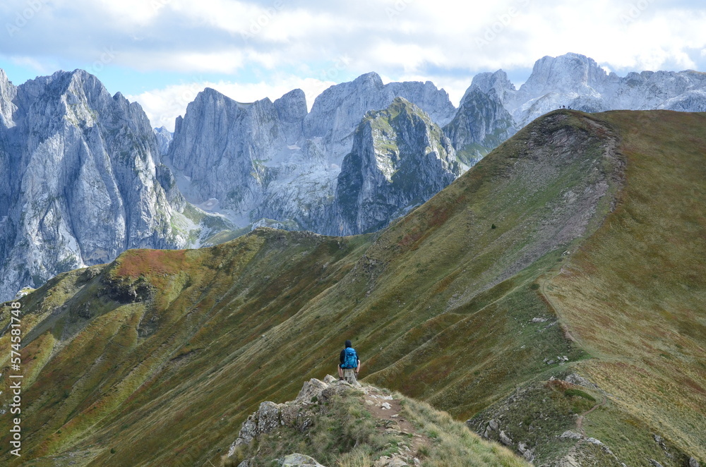 The mountains of the Prokletije National Park in the autumn near the Grebaje Valley of Montenegro. The Accursed Mountains. Albanian Alps.