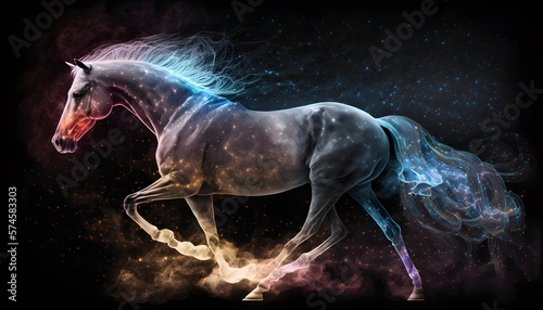 Am astral galaxy horse riding in the middle of dark space- AI Generated