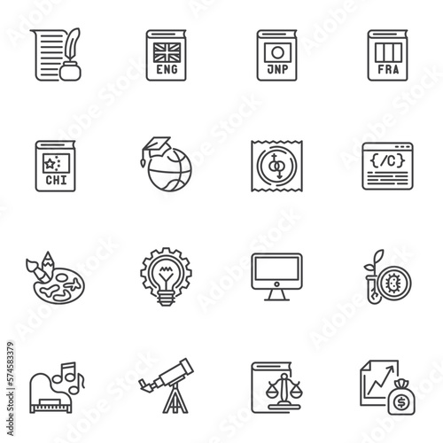 Education and science line icons set
