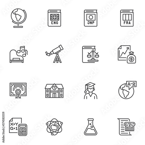 Education and science line icons set
