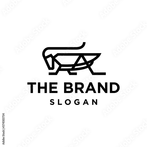 grasshopper simple line icon logo vector design, modern logo pictogram design of insect praying mantis