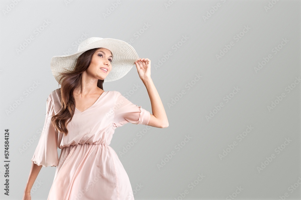 Happy young woman posing on background Happy young woman posing on background