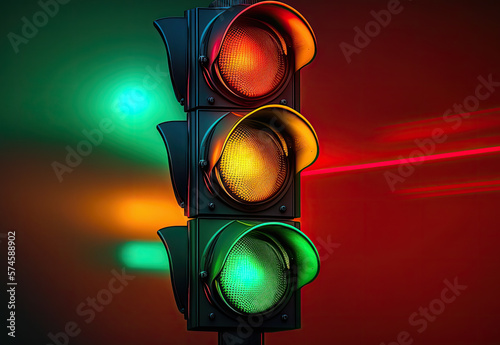 traffic light on vibrant background created with Generative AI technology
