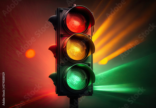 traffic light on vibrant background created with Generative AI technology © Robert Herhold