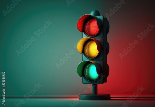 traffic light on vibrant background created with Generative AI technology photo